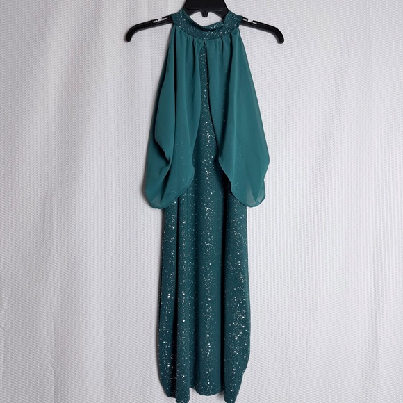 SHEIN CURVE Green Sequined Halter Dress Maxi Size 2XL - Picture 7 of 13